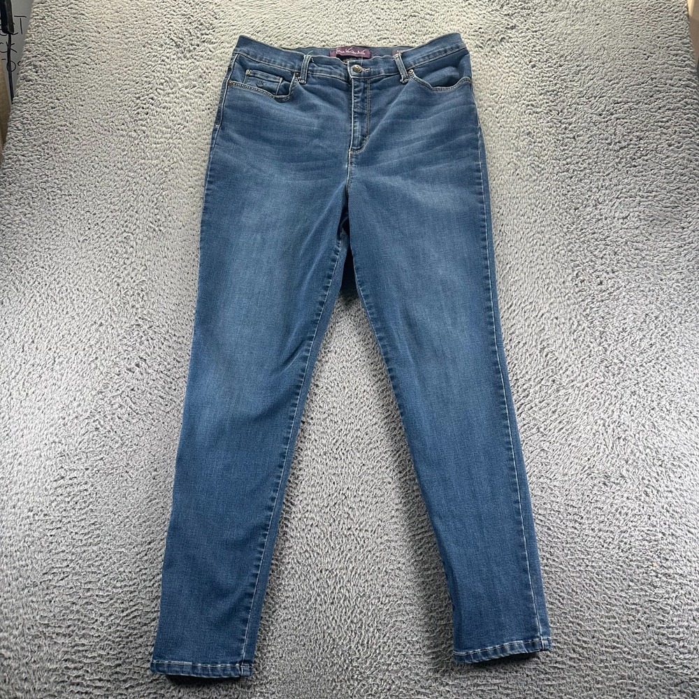 Gloria Vanderbilt Amanda Jeans Womens 16 Blue Cotton Denim Skinny Faded Stretch‎
